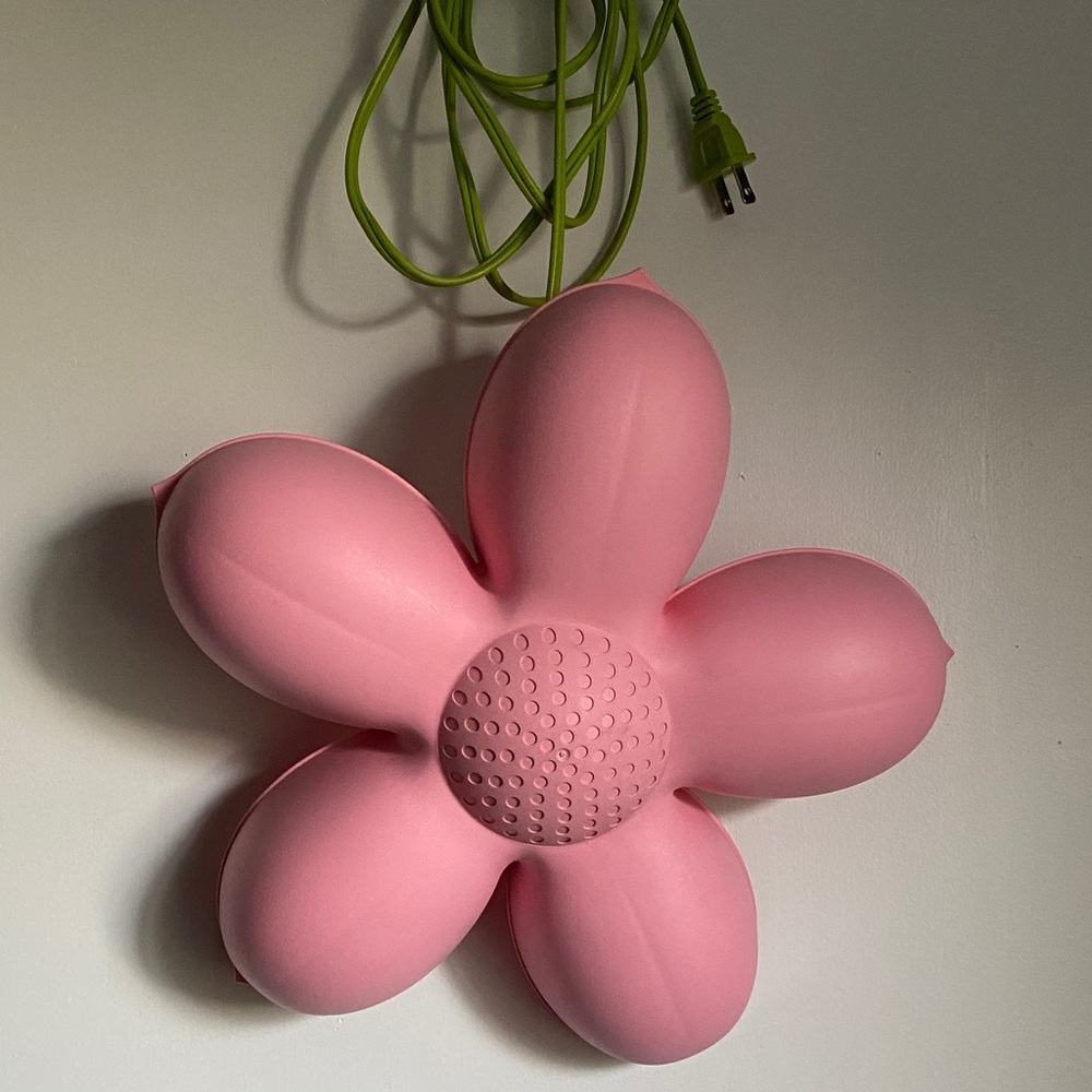 Vintage IKEA Plug in Pink Flower Wall Light w/ Green Cord, Works